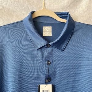 Callaway Men's XL Golf Polo Shirt Opti Dri Peacoat Navy Blue PinStripe NWT